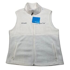 Columbia Fern‎ Creek Fleece Vest Womens XL White Pamperd Chef NEW